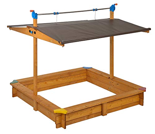 GASPO Cajón de arena ‘Mickey’ con techo regulable | Arenero con mango para ajustar el techo|140 x 140 cm | Cajón de arena de alta calidad: Hecho en Austria | Fácil de montar GASPO Cajón de arena ‘Mickey’ con techo regulable | Arenero con mango para ajustar el techo|140 x 140 cm | Cajón de arena de alta calidad: Hecho en Austria | Fácil de montar