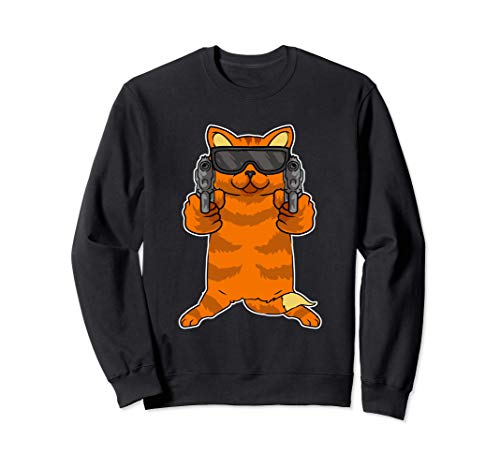Gato con pistolas Lindo gatito sosteniendo pistolas Sudadera Gato con pistolas Lindo gatito sosteniendo pistolas Sudadera