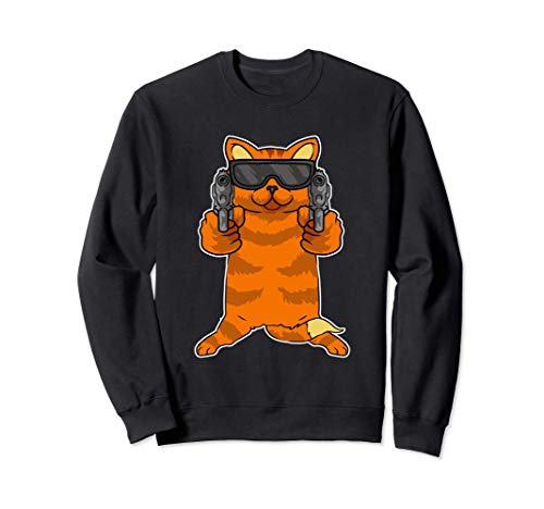 Gato con pistolas Lindo gatito sosteniendo pistolas Sudadera