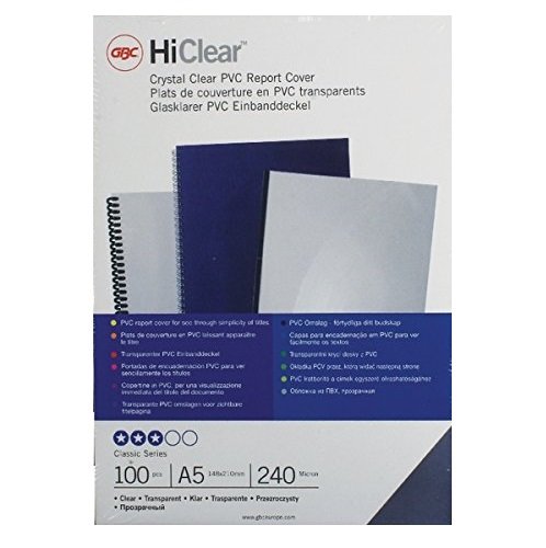 GBC HiClear - Tapas de encuadernación con arcos (100 unidades, A5), acabado transparente