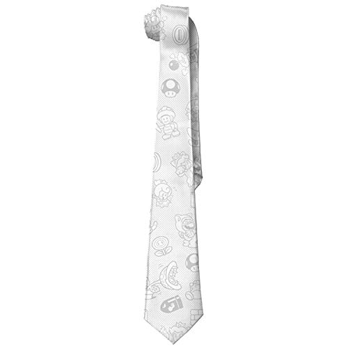 GDHGD Corbata de moda divertida, corbata corbata de poliéster, corbata Mario Paint para hombre blanca