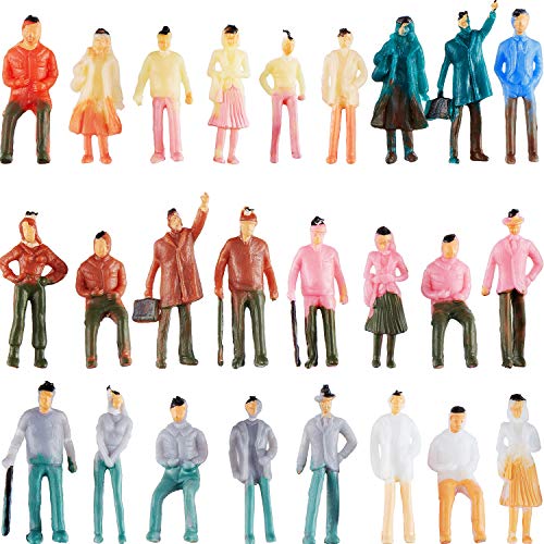 Gejoy 100 Piezas Figuras de Personas Modelos de Trenes Arquitectónicos de Plástico Figuras de Personas Personas Pequeñas Sentadas y Paradas para Escenas En Miniatura, Escala 1:75