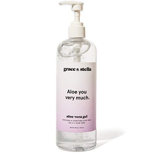 Gel de Aloe Vera (473 ml botella de bomba) 100% vegano y sin parabenos - cuidado después del sol para el cabello y el cuerpo, después del afeitado