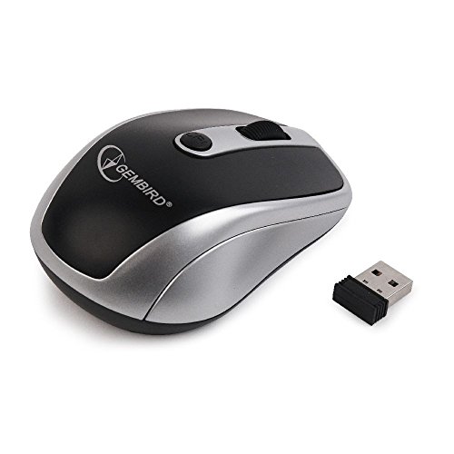 Gembird MUSW-002 - Ratón (RF inalámbrico, Óptico, Oficina, Negro, Plata, Ambidextro, USB)