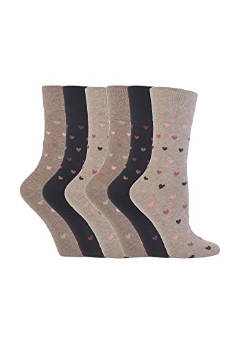 Gentle Grip - calcetines mujer sin goma colores fantasia estampados de algodon tamaño 37-42 eur (GG48)