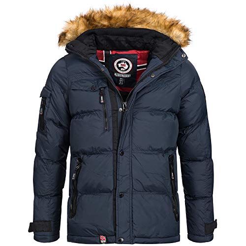 Geographical Norway - Plumífero Anapurna para hombre, forrado, talla S-XXXL, Otoño-Invierno, chaqueta guateada, Manga larga, Hombre, color azul marino, tamaño L