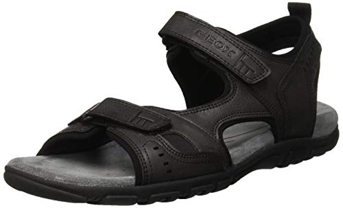 Geox UOMO Sandal Strada A, Sandalias con Punta Abierta Hombre, Black (Black C9999), 43 EU