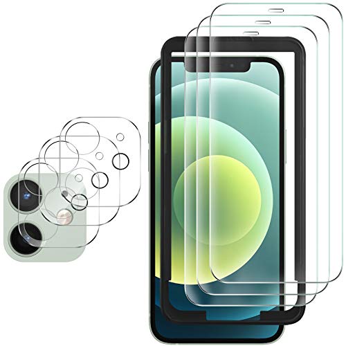 GESMA 3 Piezas Protector de Pantalla Compatible con iPhone 12, 3 Piezas Protector de Lente de Cámara, Cristal Templado de HD Anti-arañazos, Marco de Posicionamiento GESMA 3 Piezas Protector de Pantalla Compatible con iPhone 12, 3 Piezas Protector de Lente de Cámara, Cristal Templado de HD Anti-arañazos, Marco de Posicionamiento