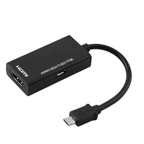 gfjfghfjfh Puerto de Pantalla Adaptador de Cable Micro USB a HDMI Convertidor Negro 12 cm Peso Ligero portátil Fácil de Usar