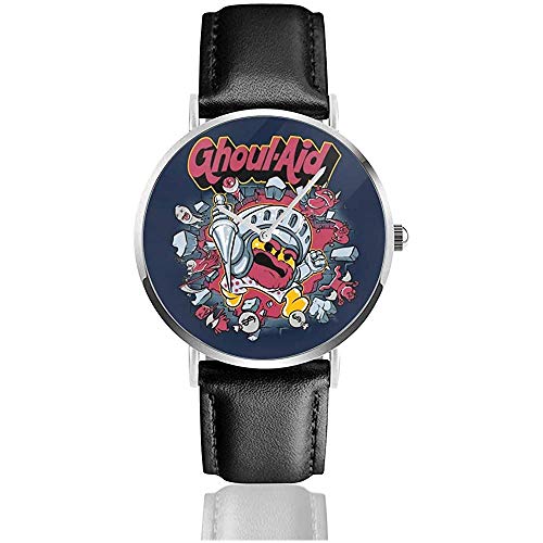 Ghouls N Ghotss Cool Aid Relojes Reloj de Cuero de Cuarzo con Correa de Cuero Negra para Regalo de colección