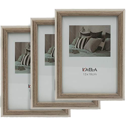 GiDan Portafotos de mesa múltiple, marco de fotos moderno, 13 x 18 cm, múltiple de 3 elementos, plegable, de madera clara, modernos, artesanales, idea regalo original (Tris marrón)