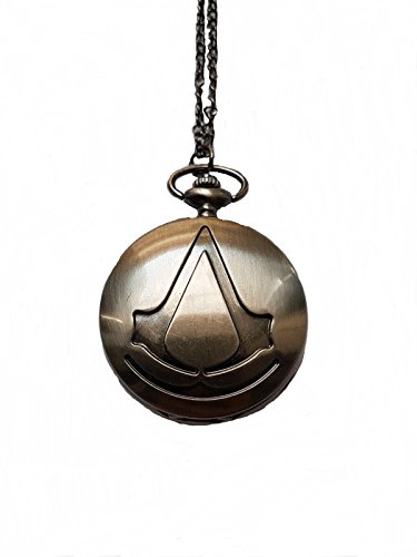 Giulyscreations - Collar con reloj de metal de níquel y diseño de Assassin's Creed con logotipo de Ezio Connor Kenway Assassini Templari, Videogames Pop Cosplay