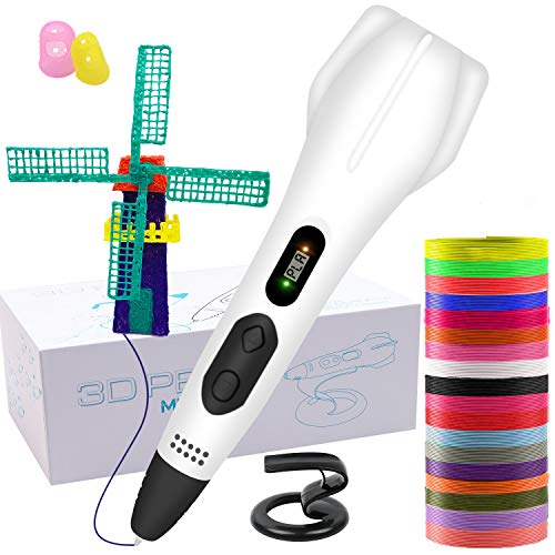 GLKEBY Bolígrafo de impresión 3D, con filamento de 18 Colores, Cambio automático Manual de impresión de 6 velocidades, Compatible con PLA y ABS, Regalos de Juguetes de Navidad para niños (3D Pen)