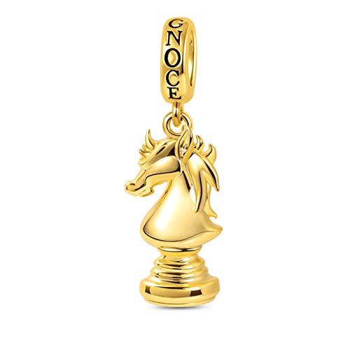 GNOCE Knights of Chess Charms Colgante Plata de Ley 18K Cuentas Chapadas En Oro Charm Fit Pulsera/Collar Para Mujeres Niñas Hija GNOCE Knights of Chess Charms Colgante Plata de Ley 18K Cuentas Chapadas En Oro Charm Fit Pulsera/Collar Para Mujeres Niñas Hija