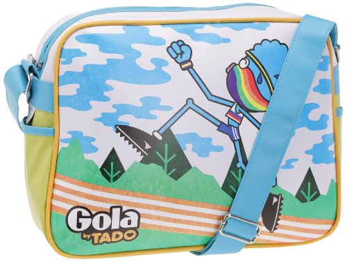Gola Classics Redford Track - Bolso Cruzados de PVC para Mujer BLU - Bianco - Verde Acido 36x27x12 Gola Classics Redford Track - Bolso Cruzados de PVC para Mujer BLU - Bianco - Verde Acido 36x27x12