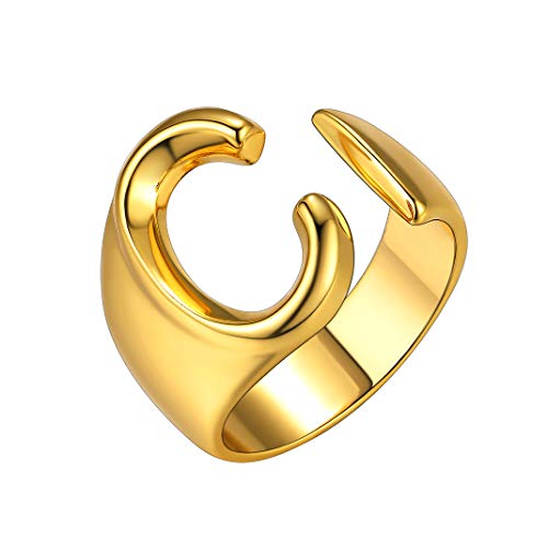 GoldChic Jewelry Boutique Women Engagement Open Ring - Inicial Letter C Alphabet Charm Ring - Anillo de Compromiso latón con baño de Oro - Gratis Caja de Regalo GoldChic Jewelry Boutique Women Engagement Open Ring - Inicial Letter C Alphabet Charm Ring - Anillo de Compromiso latón con baño de Oro - Gratis Caja de Regalo