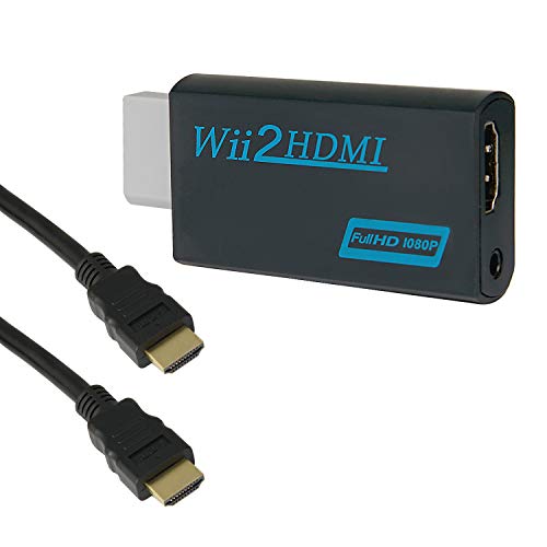 Goldoars Wii a HDMI Adaptador, Conversor de Wii a HDMI 720P/1080P con Cable HDMI con Puerto HDMI y Jack 3.5mm – Soporta Todos Los Modos de Visualización Wii (Negro)