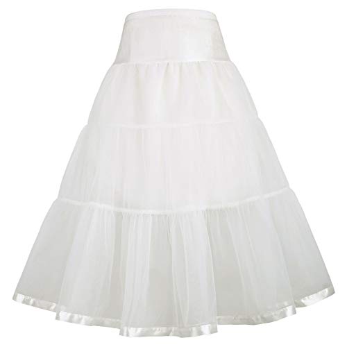 GRACE KARIN Niñas Tutu Falda 50s Completo Crinolina Boda Rockabilly Enagua Beige 10~11 Años CL36-3