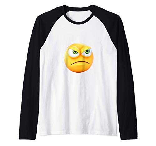 graciosas ojos enojados emoji emojis emoticon increíble Camiseta Manga Raglan