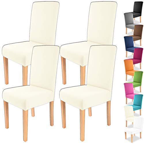 Gräfenstayn 4pcs Fundas para sillas elásticas Charles - respaldos Redondos y angulares - Paquete Benefit - Ajuste bi-elástico con Sello Oeko-Tex Standard 100:"Confianza verificada (Crema) Gräfenstayn 4pcs Fundas para sillas elásticas Charles - respaldos Redondos y angulares - Paquete Benefit - Ajuste bi-elástico con Sello Oeko-Tex Standard 100:"Confianza verificada (Crema)