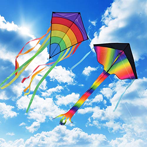 Gran Kite Cometa para Adultos 2 Packs, Homegoo Enorme Cometas de Diamantes de Colores y Gran Cometa Rainbow Delta para Adultos Actividades al Aire libre Volando Fácilmente en Vientos Fuertes o ligeros Gran Kite Cometa para Adultos 2 Packs, Homegoo Enorme Cometas de Diamantes de Colores y Gran Cometa Rainbow Delta para Adultos Actividades al Aire libre Volando Fácilmente en Vientos Fuertes o ligeros