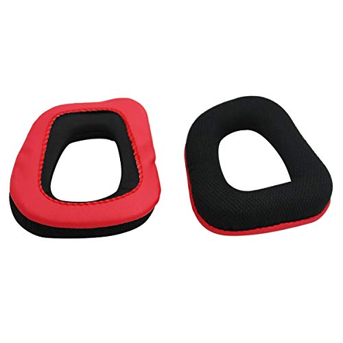 Greatangle 1 par de Fundas de Esponja para Auriculares para Auriculares Logitech para G230 G430 G930 G35 F450 Auriculares para Juegos Negro y Rojo