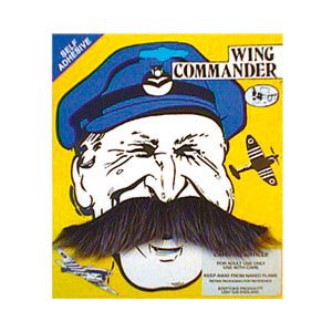 GREY Wing Commander Fake Moustache (struts-6992) (accesorio de disfraz)