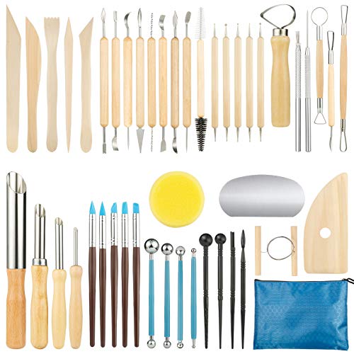 GuKKK Herramientas de Arcilla, 46 Piezas Herramientas de Modelado de Arcilla Set, Herramientas de Punteo, Ball Stylus Dotting Tools, Herramientas de Sangría de Cerámica, para DIY Arte Cerámica GuKKK Herramientas de Arcilla, 46 Piezas Herramientas de Modelado de Arcilla Set, Herramientas de Punteo, Ball Stylus Dotting Tools, Herramientas de Sangría de Cerámica, para DIY Arte Cerámica
