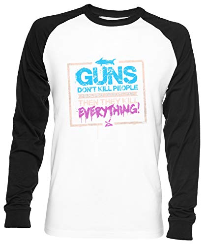 Guns Don't Kill People Unisex Hombre Mujer Béisbol Camiseta Blanco Unisex Baseball T-Shirt