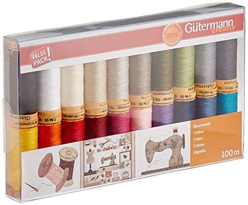 Gutermann - Juego de hilos (100 m), multicolor