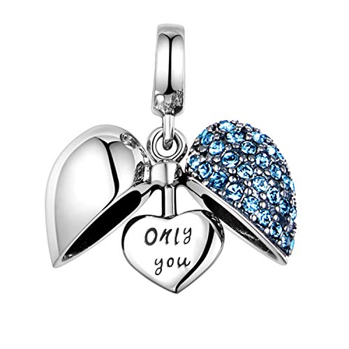 GW Silver Charm S925 Crystal Charm Lady Beaded Bracelet European Bracelet Necklace y Pandora Bracelet Charm Adecuado para Damas Niñas Mamá (Azul-Only You) GW Silver Charm S925 Crystal Charm Lady Beaded Bracelet European Bracelet Necklace y Pandora Bracelet Charm Adecuado para Damas Niñas Mamá (Azul-Only You)