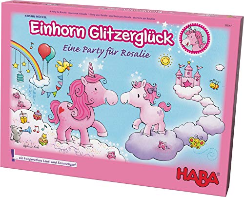 HABA- Einhorn Glitzerglück - una Fiesta para Rosalie, Encantador Juego de colaboración para 2-4 Jugadores de 4-99 años, con Reglas Sencillas para una diversión rápida. (302767)