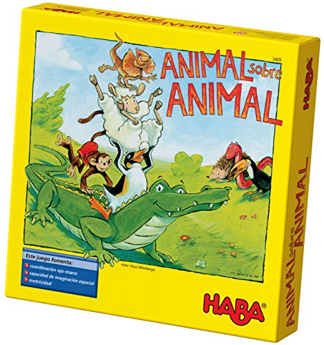 HABA ESP (3409), Juego de apilamiento para 2-4 Jugadores a Partir de 4 años, con Figuras de Animales de Madera, también se Puede Jugar en Solitario