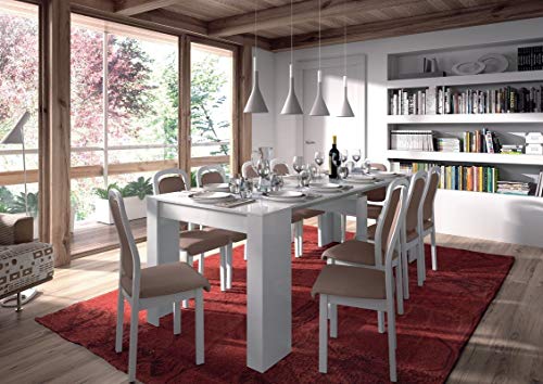 HABITMOBEL Mesa de Comedor Consola Extensible hasta 235 cm Blanca (Disponible Peninsula + Islas baleares)