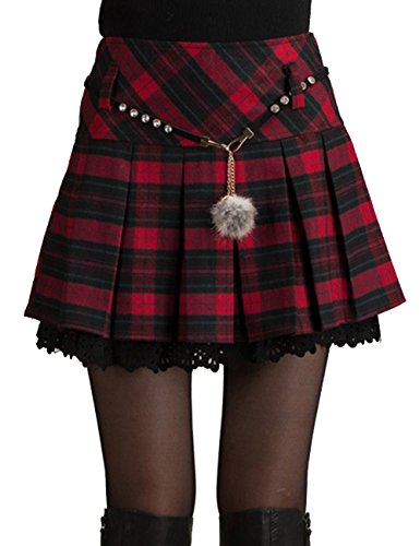 HAHAEMMA Mini Falda Mujer Plisada Escocesa Elegante Invierno Alta Cinturilla Elástica de Encaje Doble de la Colegiala (con Hermosa Cadena en la Cintura) HAHAEMMA Mini Falda Mujer Plisada Escocesa Elegante Invierno Alta Cinturilla Elástica de Encaje Doble de la Colegiala (con Hermosa Cadena en la Cintura)