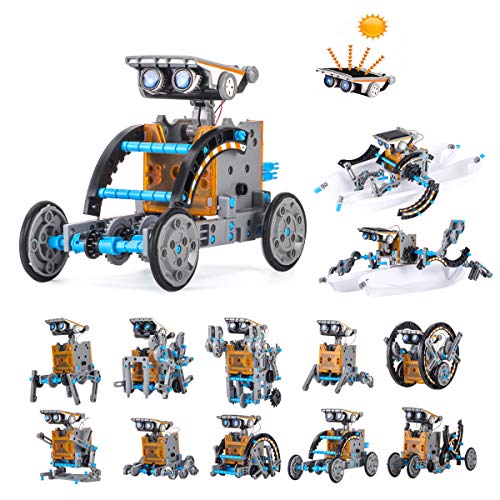 HahaGo Kit de Robot Solar 12 en 1 DIY Kits de Ciencia Robots de Codificación Ingeniería Juego de 190 Piezas Alimentado por el Sol para Mayores de 10 Años Niños Regalos (Azul + Gris)