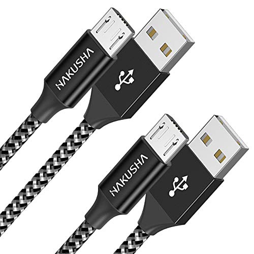 HAKUSHA Cable Micro USB, [2Pack-2M] 5V/3A Carga Rápida Cable Android Duradero Nylon Cable Cargador Movil para Samsung S7/S6/S5/J5/J7 Huawei Nokia Nexus Sony Tablet PS4 Kindle