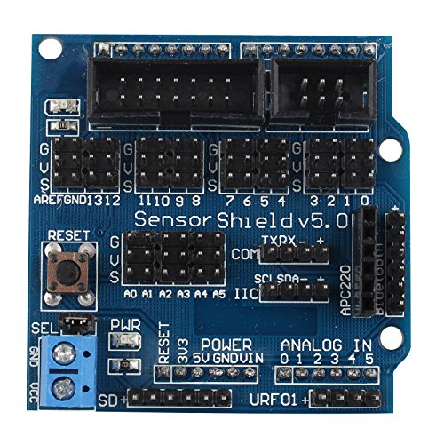 HALJIA Sensor Shield V5.0 Tarjeta de expansión Compatible con Arduino UNO Mega R3 Mega2560 Duemilanove Nano Robot módulo de expansión v5.0 HALJIA Sensor Shield V5.0 Tarjeta de expansión Compatible con Arduino UNO Mega R3 Mega2560 Duemilanove Nano Robot módulo de expansión v5.0