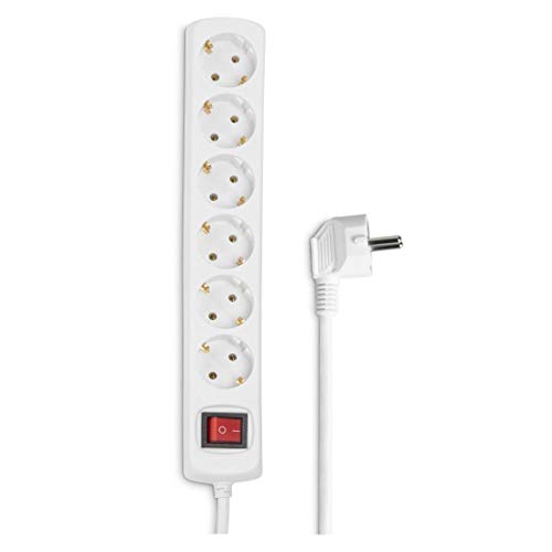 Hama 30384 - Regleta de 6 Tomas con Interruptor, 230 V, 1,4 m, Blanco