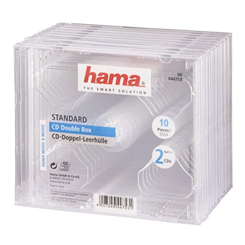 Hama 44753 - Carcasa doble para CD (10 unidades), transparente