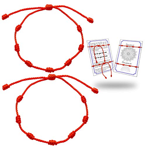 HAND-PRO Pulsera roja Mal de Ojo Pulsera roja 7 Nudos Hilo Rojo del Destino Trenzado Pulsera de la Suerte y protección Amuleto para el Mal de Ojo Pulsera Siete Nudos roja HAND-PRO Pulsera roja Mal de Ojo Pulsera roja 7 Nudos Hilo Rojo del Destino Trenzado Pulsera de la Suerte y protección Amuleto para el Mal de Ojo Pulsera Siete Nudos roja