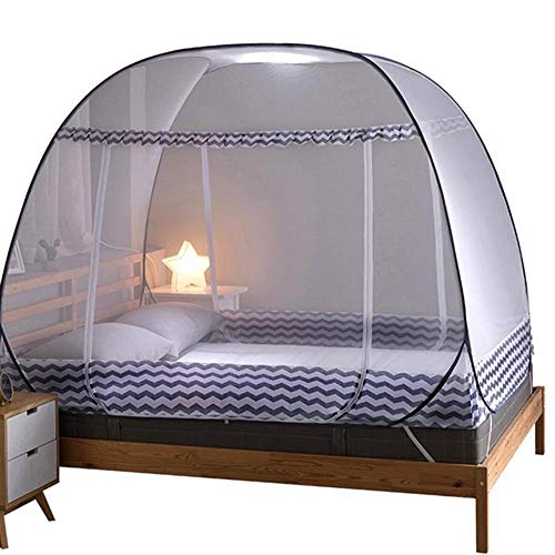 HAOAYOU Mosquitera Cama Portátil Automático Pop Up Mosquito Plegable Bunk Transpirable Netting Tent Mosquito Net Home Decor 150 * 180 * 200cm Gris