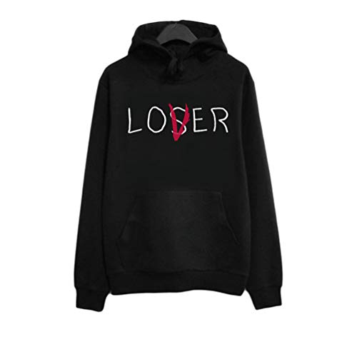 Haobing Sudadera con Capucha para Mujer Partnerlook Hoodies Loser & Lover Pullover Manga Larga con Estampada (Negro #Encapuchado, CN S) Haobing Sudadera con Capucha para Mujer Partnerlook Hoodies Loser & Lover Pullover Manga Larga con Estampada (Negro #Encapuchado, CN S)