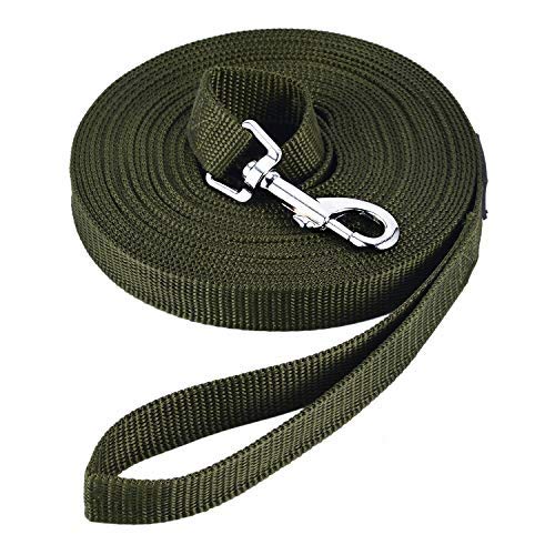 HAPPY HACHI Correa de Adiestramiento para Perros Larga Correas Nylon Resistente para Camping Paseo Longitud 10m Verde