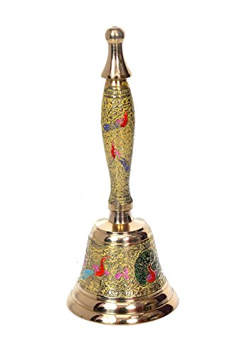 Hashcart Puja Ghanti - Campana Puja de latón para Mandir - Campana colorida para Navidad