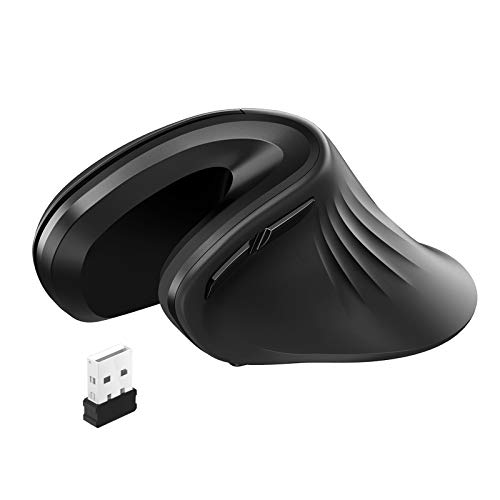 havit Ratón Inalámbrico Vertical Ergonómico 2.4 G óptico,Adecuado para Uso de Oficina a Largo Plazo, 3 Niveles Ajustables, 6 Botones,para Windows, Linux y Otro(MS55GT, Negro)