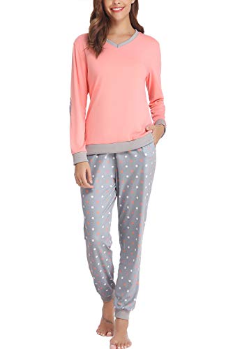 Hawiton Pijama Mujer Verano Largo Algodon Otoño Invierno Pantalones Camisetas Mangas Largas Hawiton Pijama Mujer Verano Largo Algodon Otoño Invierno Pantalones Camisetas Mangas Largas