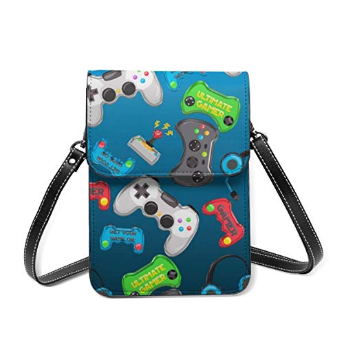 Hdadwy Bolso de la caja del teléfono celular de Crossbody de los videojuegos, bolso de cuero con ranuras para tarjetas, billetera, bolsillo para teléfono, bolso de embrague