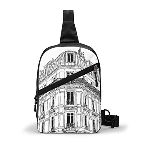 Hdadwy Mochila con Honda, Bandolera con fachadas parisinas, Bandolera para el Pecho, Viaje, Senderismo, Bolsa para el Pecho, Mochila para Mujeres y Hombres