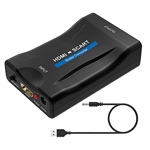 HDMI a SCART Convertidor, convierte la señal digital de audio y video HDMI 1080P en señal CVBS SCART analógica, admite formatos PAL / NTSC HDMI a SCART Convertidor, convierte la señal digital de audio y video HDMI 1080P en señal CVBS SCART analógica, admite formatos PAL / NTSC